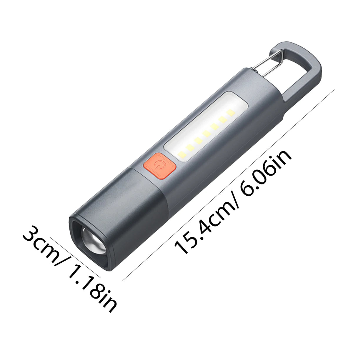 Strong Lighting ABS Flashlamp USB Charging Portable Outdoor Small Flashlight Camping Hanging Lamp Telescopic Focus COB Side Lamp - Action Outdoors Kiwi