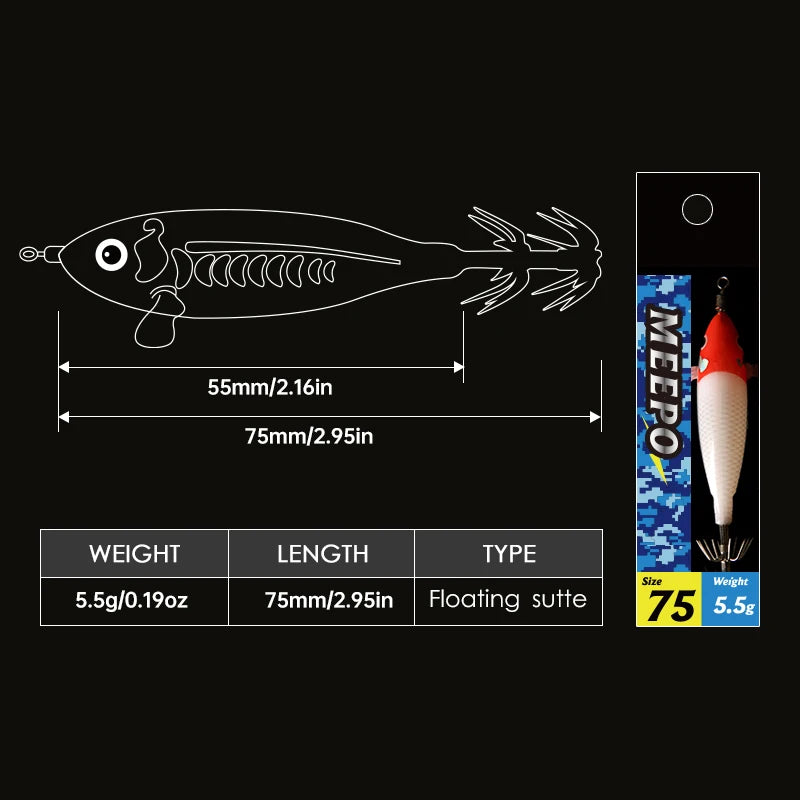 Luminous Squid Jig Artificial Bait Squid Fishing Lures Cuttlefish Webfoot Octopus Noctilucent Wood Shrimp Sea Fishing Lure