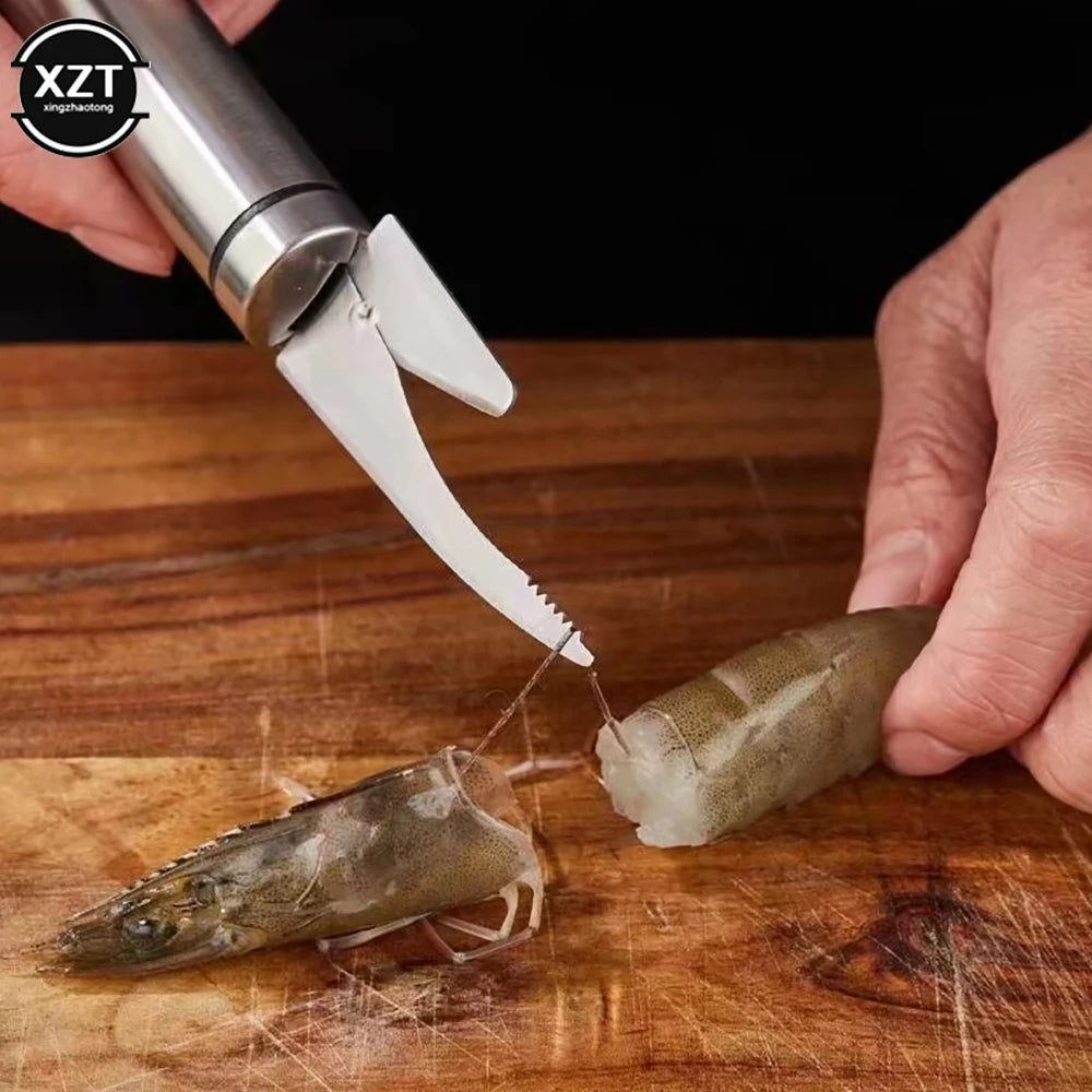 1pc Stainless Steel Shrimp Peeler Prawn Shrimp Deveiner Fishing Knife Lobster Shell Remover Peel Device Kitchen Seafood Tools - Action Outdoors Kiwi