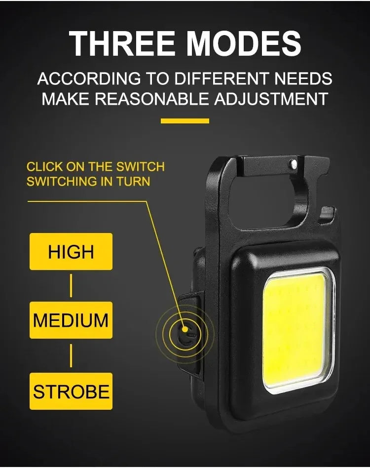 Mini Protable COB Flashlight Keychain Lamp 4 Lighting Modes Torch Outdoor Waterproof Emergency Camping Fishing Work Lights - Action Outdoors Kiwi