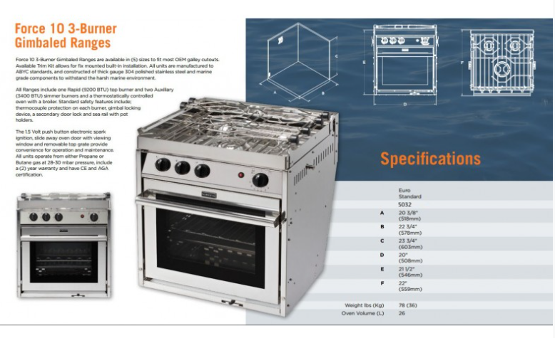 Force 10 - 3 Burner Premium Quality 26 Litre Oven
