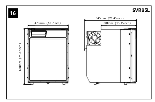 Fruecamp 85L Left Hinged 12/24V Fridge/Freezer