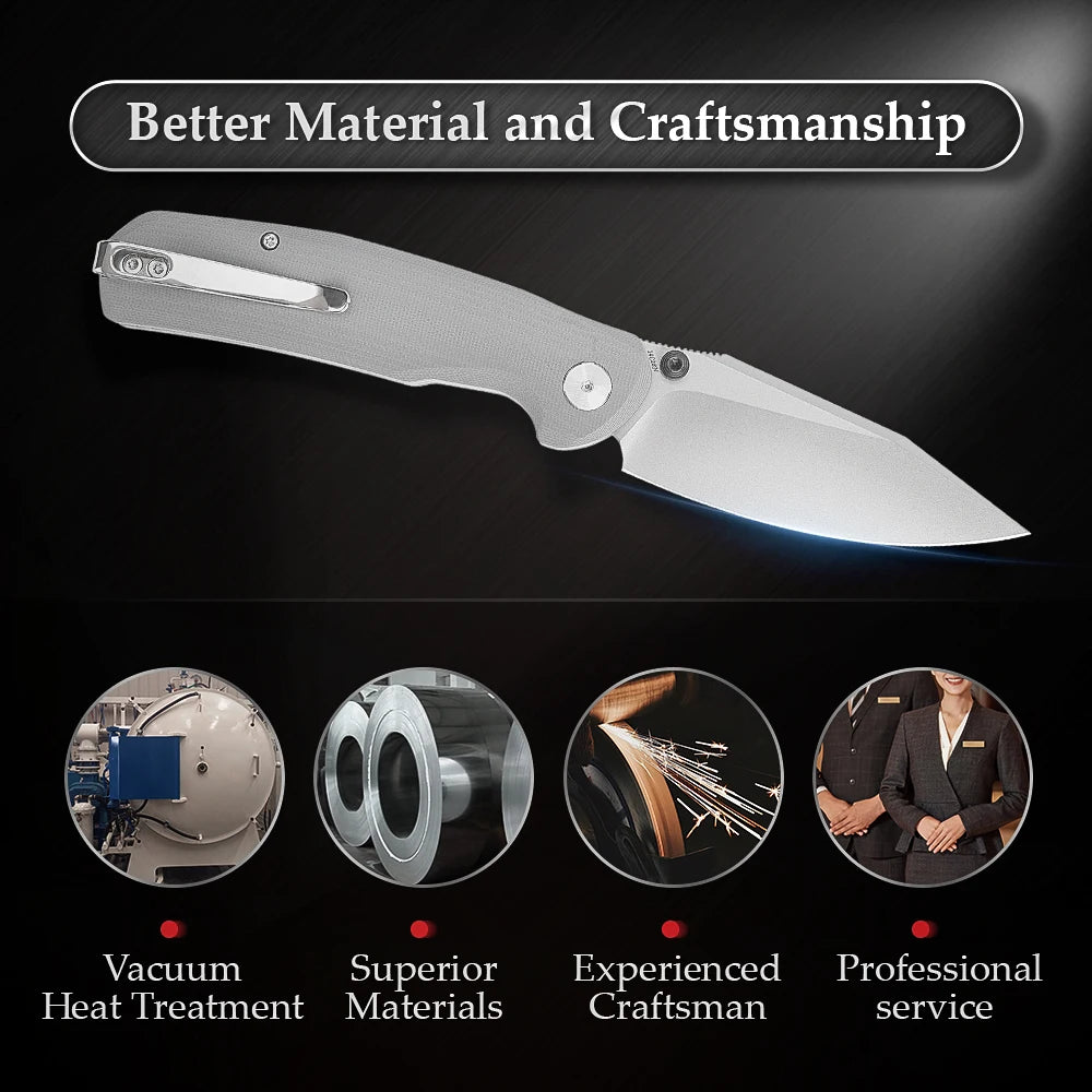 TRIVISA EDC Folding Knife for Men, Axis Pocket Knife with Clip,3.34” 14C28N Steel ,Stonewash Blade,G10 Handle.Camping Tool - Action Outdoors Kiwi