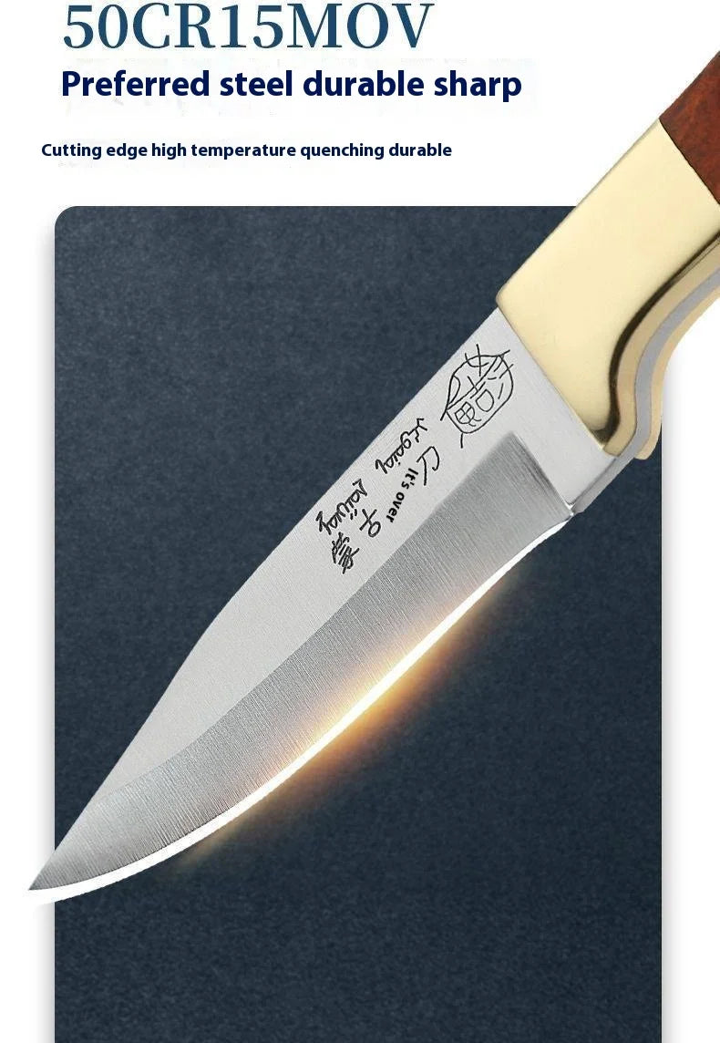 Hand steak meat knife camping copper head knife handlebar meat special knife multifunction fruit knife barbecue meat cutter knif - Action Outdoors Kiwi