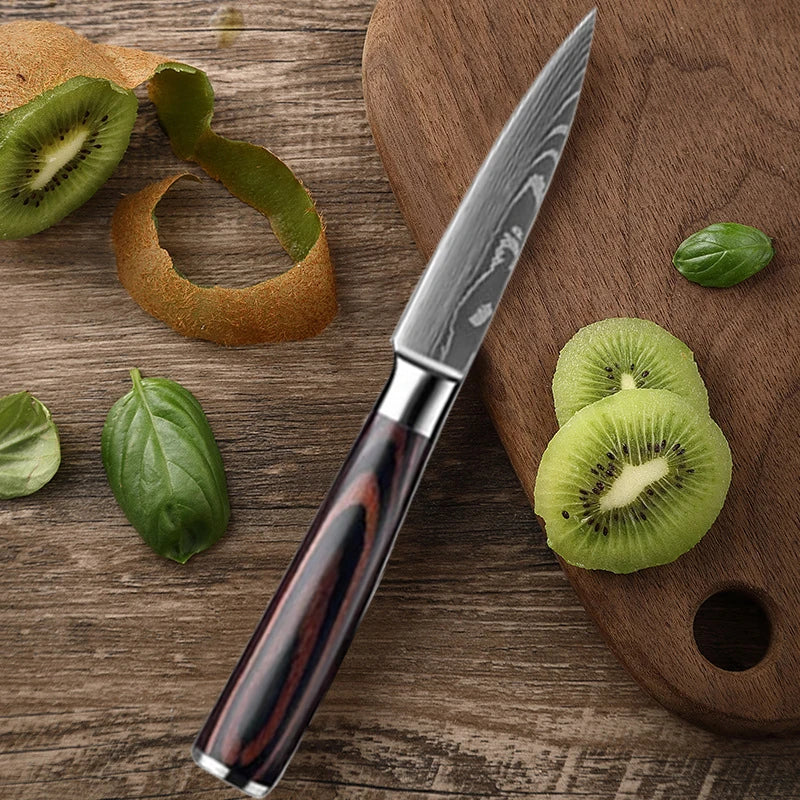 Kitchen Knife Chef Knives Meat Cleaver Fruit Vegetable Knife Slicing Knife Santoku Knife Damascus Pattern Cooking Cutter - Action Outdoors Kiwi