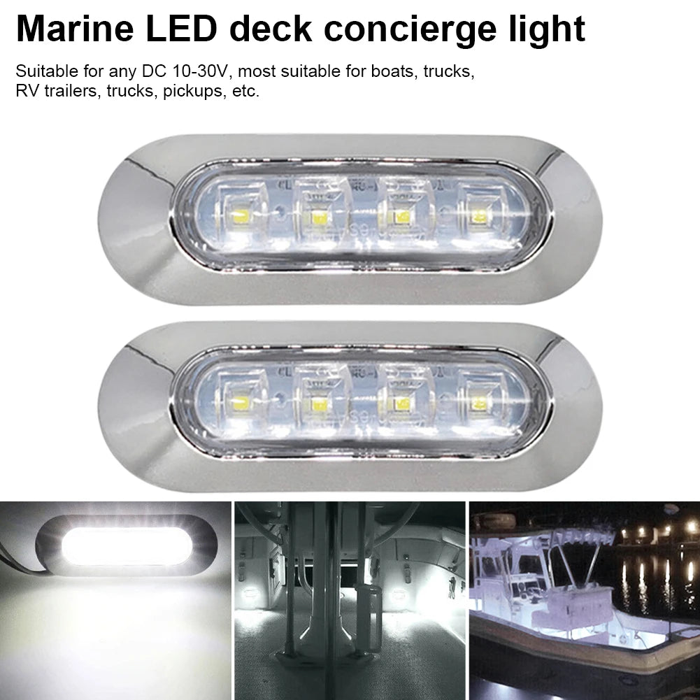 2PCS LED Marine Boat Courtesy Light 12-30V 6LED Waterproof Boat Interior Stern Transom Light Side Marker White Light for Marine - Action Outdoors Kiwi