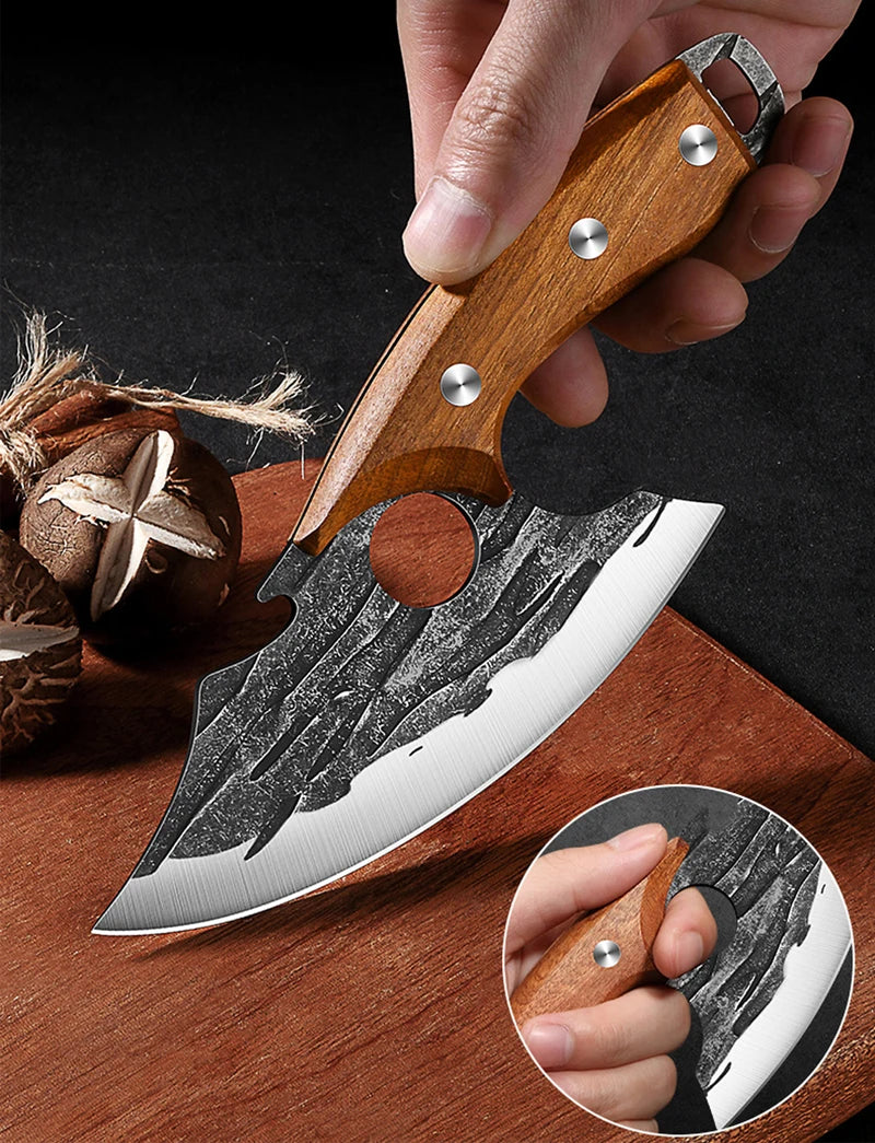 Forged Meat Cleaver Kitchen Chef Knife Fishing Boning Fruit Cutting Knife BBQ Butcher Portable Utility Viking Knife Can Opener - Action Outdoors Kiwi