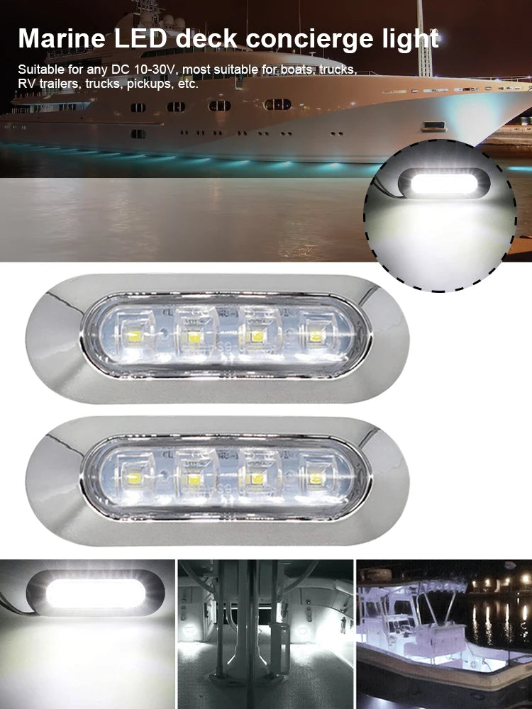 2PCS LED Marine Boat Courtesy Light 12-30V 6LED Waterproof Boat Interior Stern Transom Light Side Marker White Light for Marine - Action Outdoors Kiwi