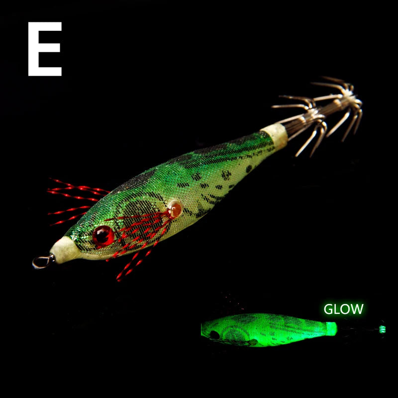 Luminous Squid Jig Artificial Bait Squid Fishing Lures Cuttlefish Webfoot Octopus Noctilucent Wood Shrimp Sea Fishing Lure