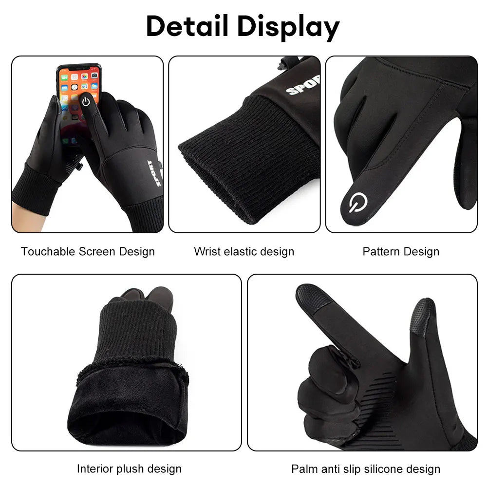 Winter Waterproof Women's Gloves Touchscreen Windproof Sports Fishing Driving Motorcycle Ski Non-slip Warm Cycling Men Gloves - Action Outdoors Kiwi