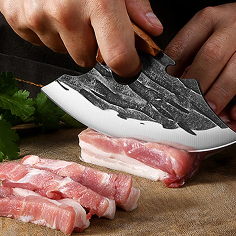 Forged Meat Cleaver Kitchen Chef Knife Fishing Boning Fruit Cutting Knife BBQ Butcher Portable Utility Viking Knife Can Opener - Action Outdoors Kiwi