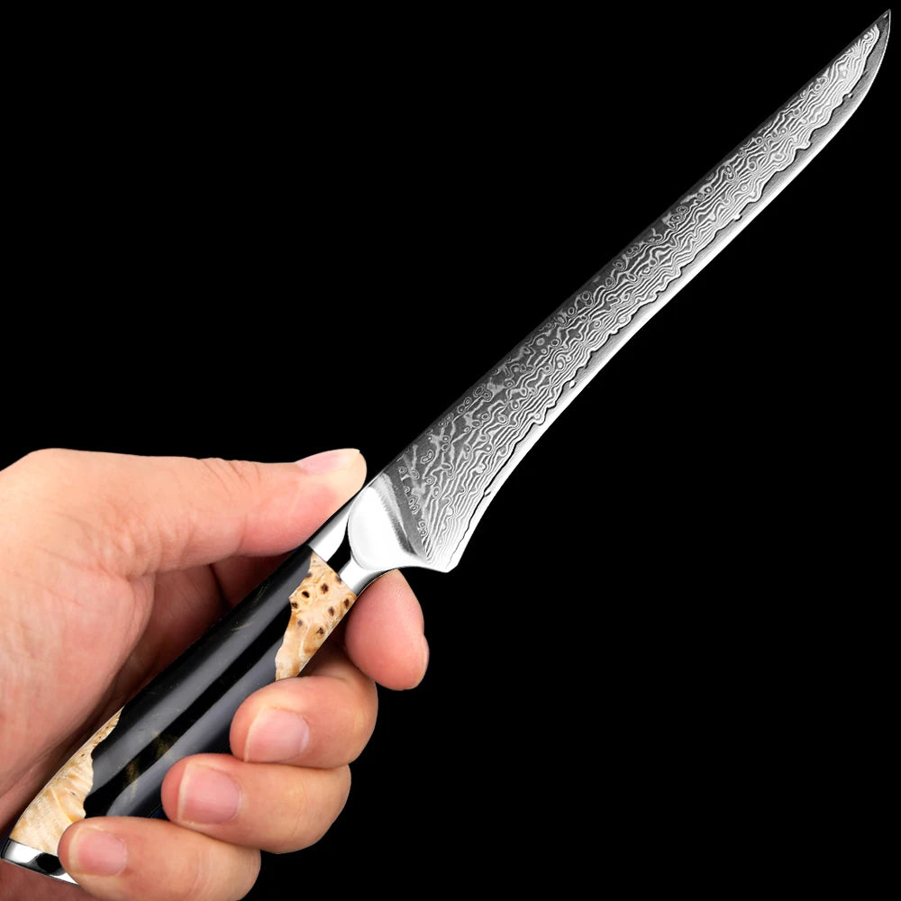 Chef Boning (Fillet) Knife 6 inch Best Damascus Japanese VG10 Steel 67 Layer Razor Sharp Utility Knife Awesome Edge Retention - Action Outdoors Kiwi