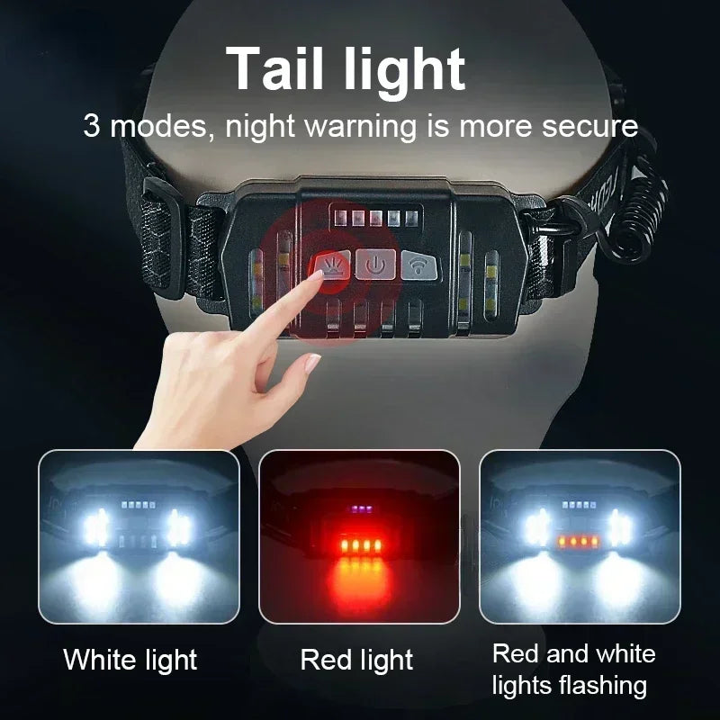 High Power LED Headlamp 7 Mode COB Sensor Headlight Head Torch Flashlight Head Lamp By 18650 Battery For Camping Fishing Hunting - Action Outdoors Kiwi