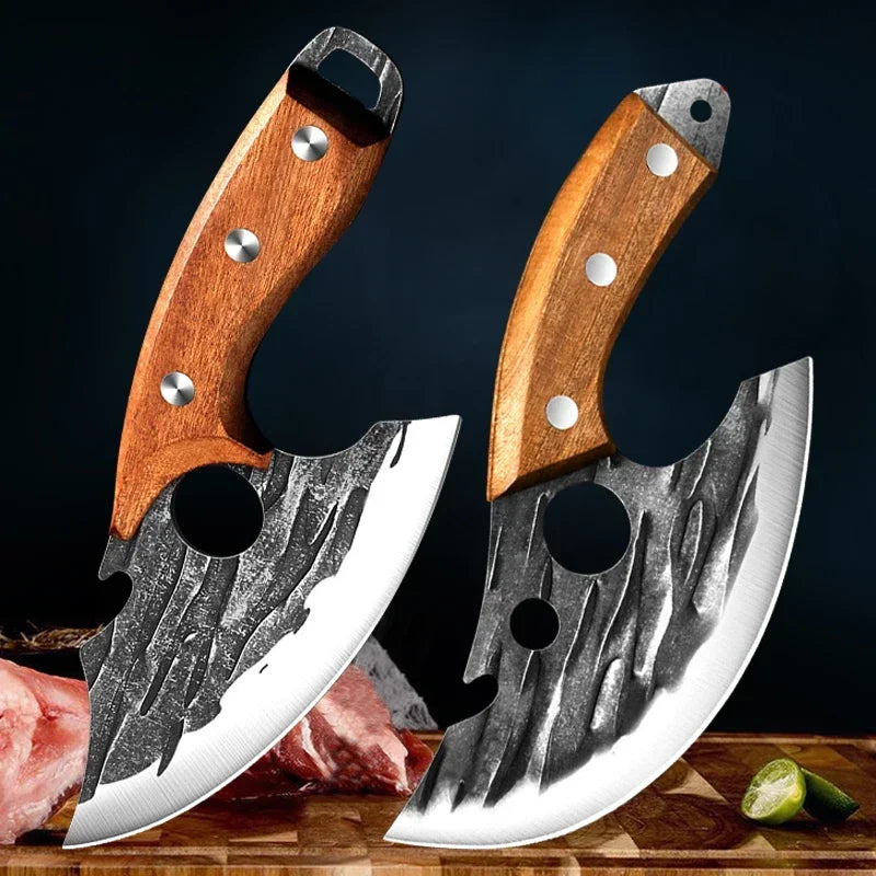 Boning Knife Wooden Handle Handmade Cooking Slicing Knife Chef Knives Barbecue Cleaver Meat Chop Vegetable Fruit Kitchen Knives - Action Outdoors Kiwi