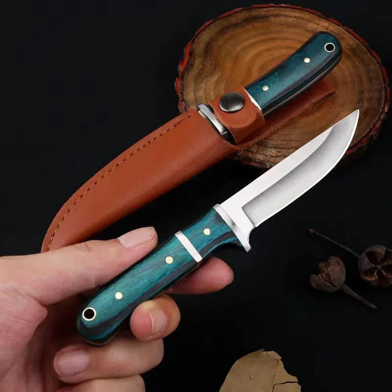 Barbecue Knife Can Open Bottle Cleaver Meat Fruit Vegetables Utility Boning Knife Kitchen Chef Knives Wooden Handle With Sheath - Action Outdoors Kiwi