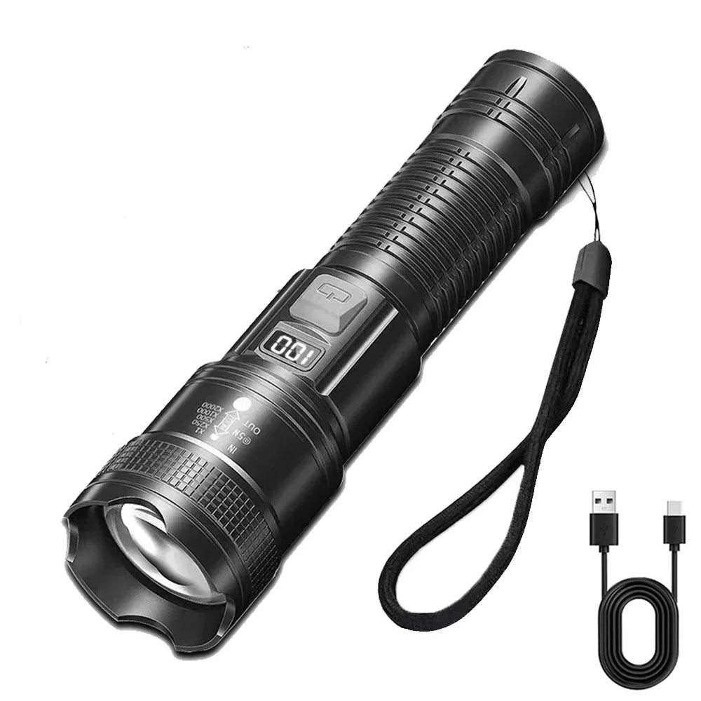High Strong Power Led Flashlights Tactical Flash Light Torch Ultra Bright Lamp USB Charging Camping Fishing Defensa Zoom Lantern - Action Outdoors Kiwi