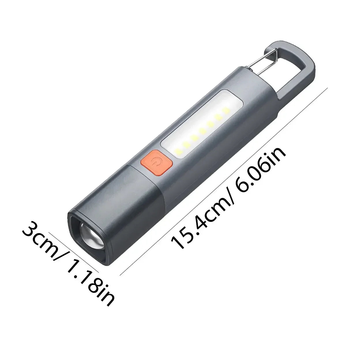 Strong Lighting ABS Flashlamp USB Charging Portable Outdoor Small Flashlight Camping Hanging Lamp Telescopic Focus COB Side Lamp - Action Outdoors Kiwi
