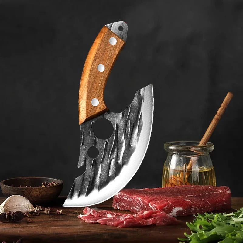Forged Meat Cleaver Kitchen Chef Knife Fishing Boning Fruit Cutting Knife BBQ Butcher Portable Utility Viking Knife Can Opener - Action Outdoors Kiwi