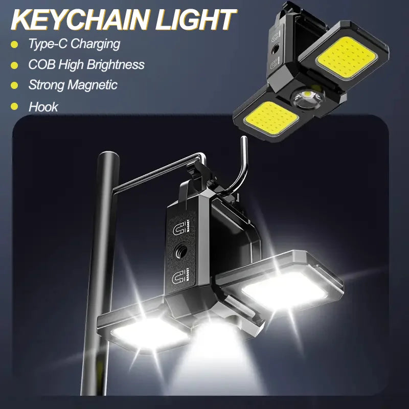High Power Flashlight LED Keychain Work Light USB Rechargeable Waterproof Camping Fishing Lantern Torch Spotlight Outdoor Lamps - Action Outdoors Kiwi