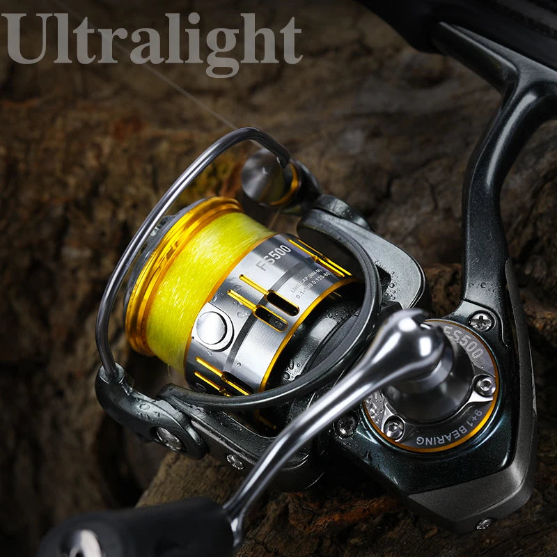 TSURINOYA Light Game Ultralight Spinning Fishing Reel FS 500 800 1000 9+1BB 4kg Drag Power Bait Finesse Stream Bass Trout Reel - Action Outdoors Kiwi