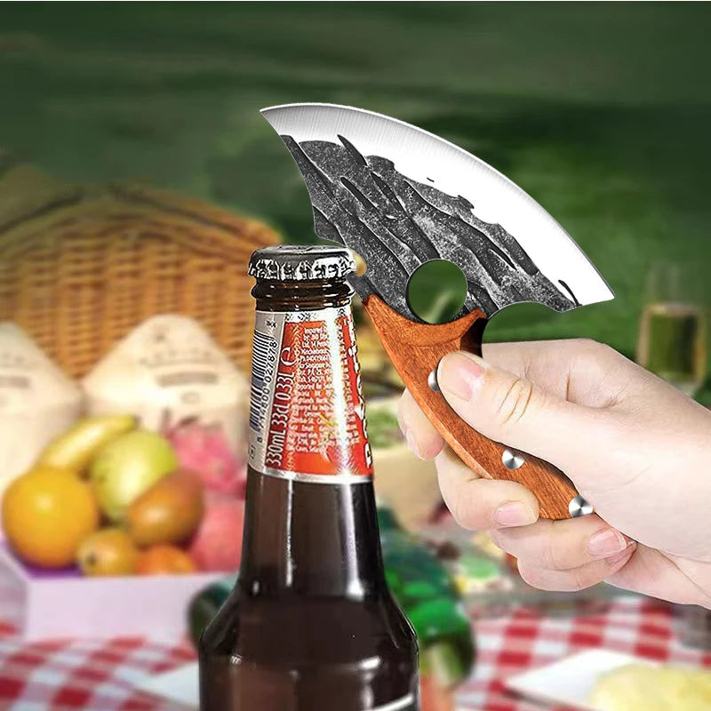Forged Meat Cleaver Kitchen Chef Knife Fishing Boning Fruit Cutting Knife BBQ Butcher Portable Utility Viking Knife Can Opener - Action Outdoors Kiwi