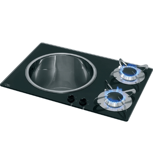 2 burner gas hob with sink