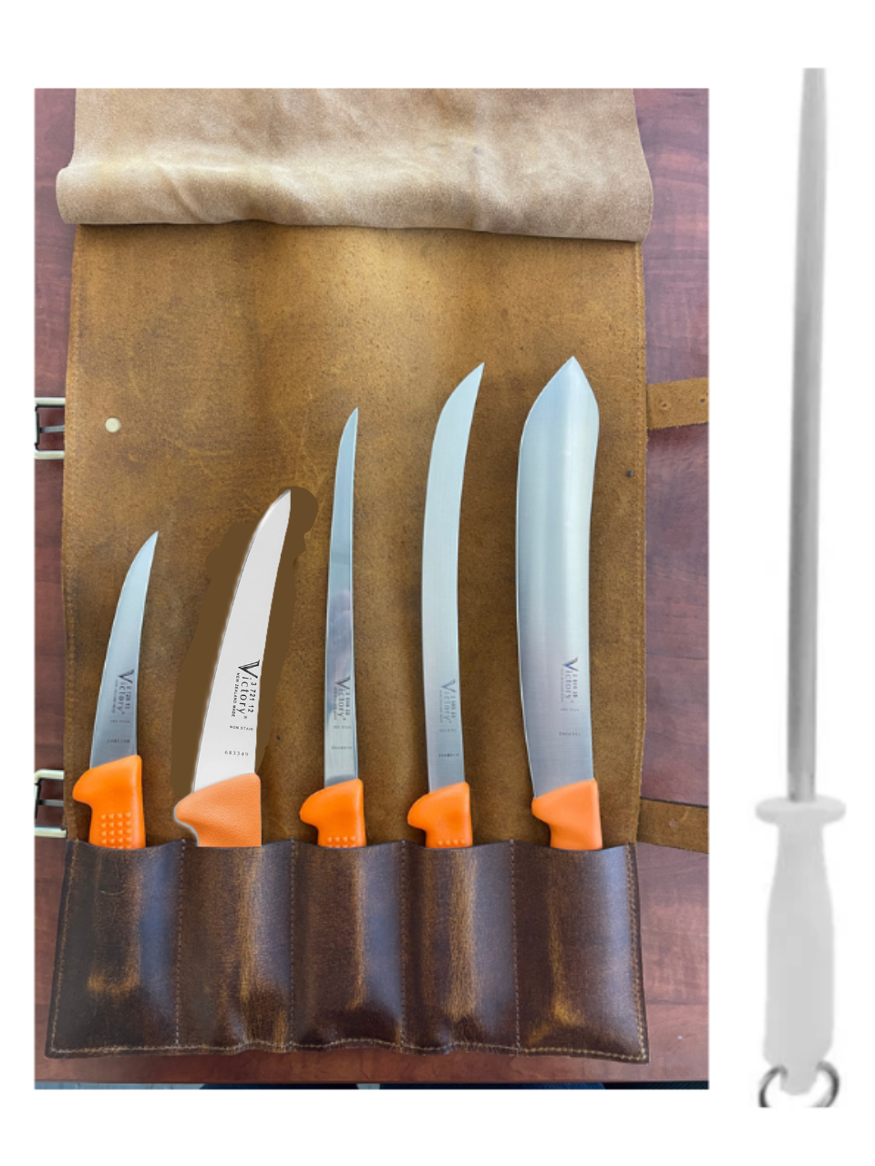 High Vis Fishing Filleting Knife Set with Knife Wrap - Action Outdoors Kiwi