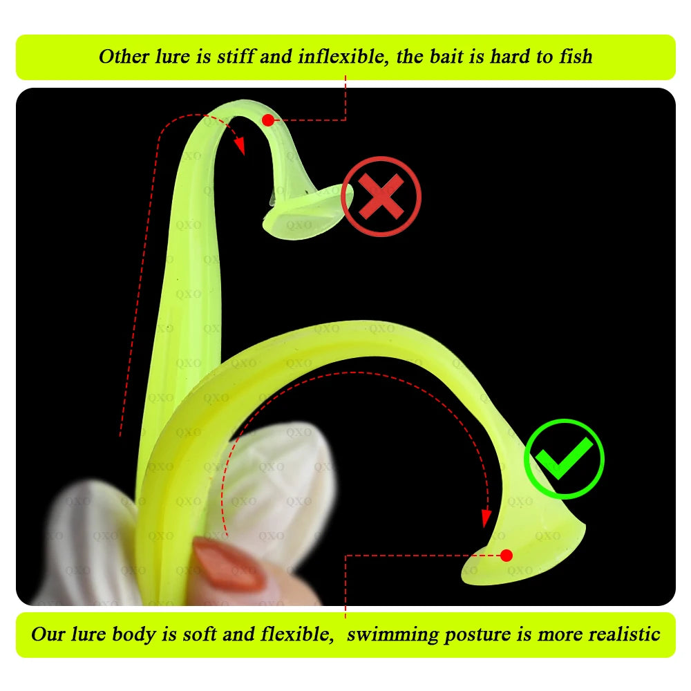 QXO Fishing Soft Lure Worm With Box Silicone Bait Accessories Swimbait Streamer Sea Fishing Spoon Lure 7cm 10cm Wobbler Set - Action Outdoors Kiwi