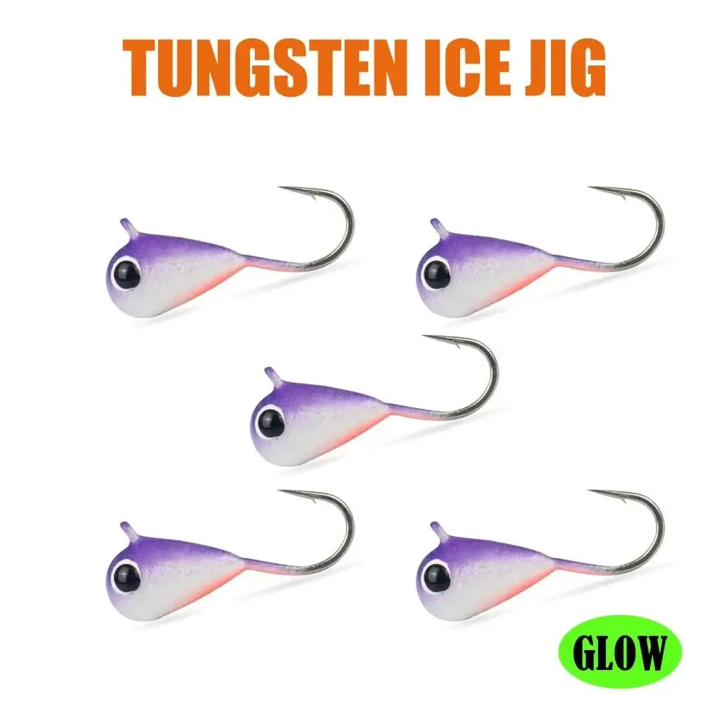 MUUNN 5PCS Tungsten Ice Jigs Hayabusa Hook,2.7mm-6mm UV Glow Colorful Winter Fishing Hooks,Perch Crappie Bluegill Lure Tackel, - Action Outdoors Kiwi