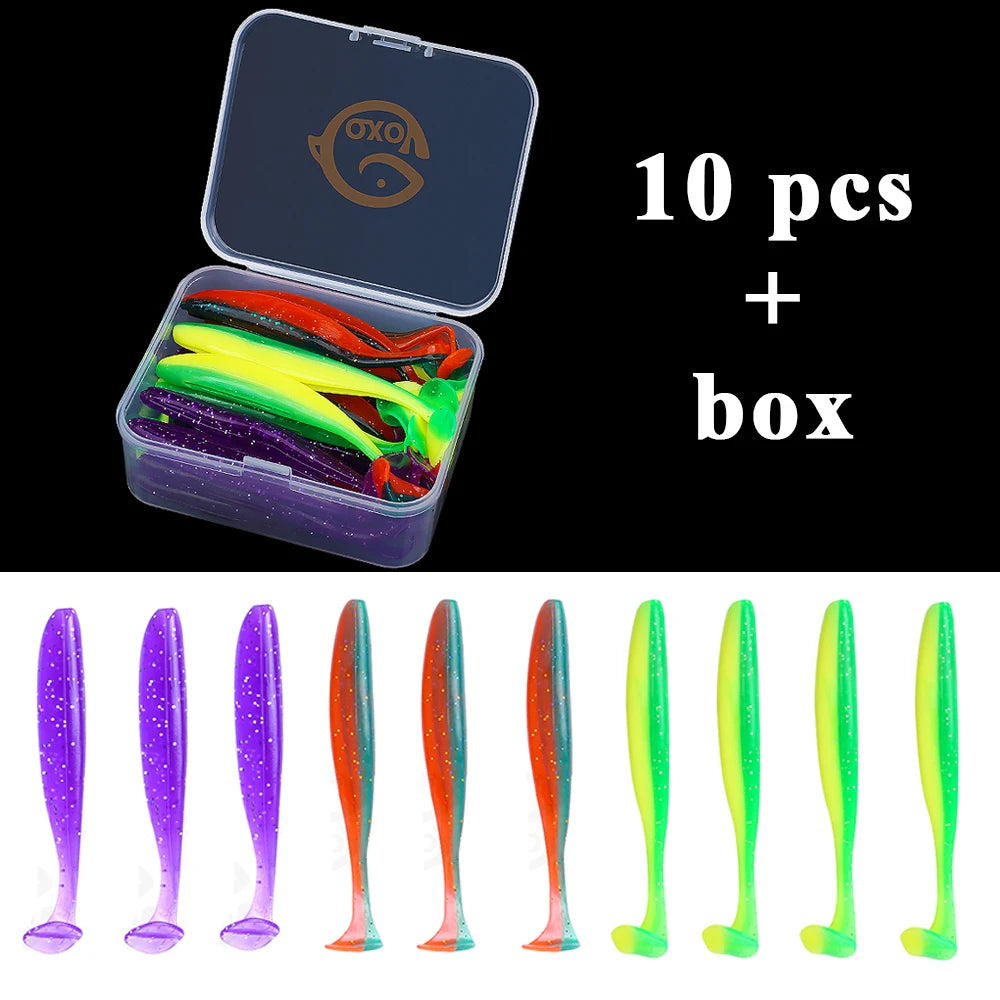 QXO Fishing Soft Lure Worm With Box Silicone Bait Accessories Swimbait Streamer Sea Fishing Spoon Lure 7cm 10cm Wobbler Set - Action Outdoors Kiwi