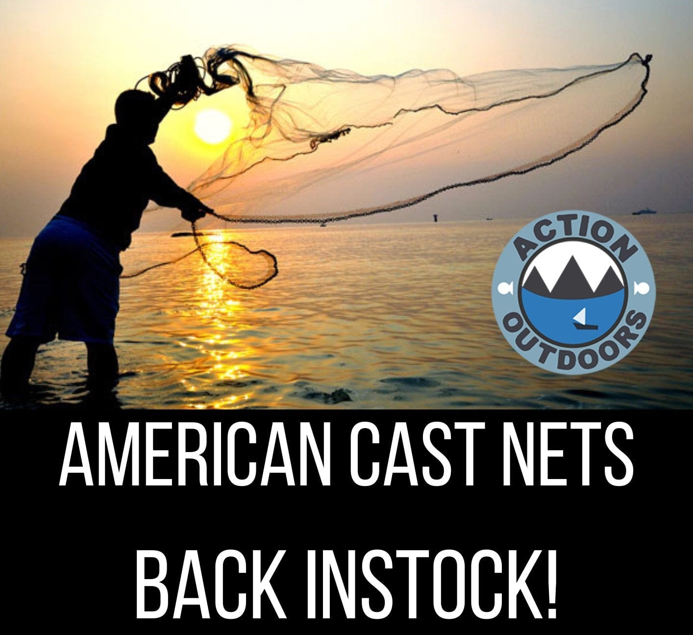Action Fishing Nets Cast Net American Style 10FT Radius 1 inch White Cast Net USA Style