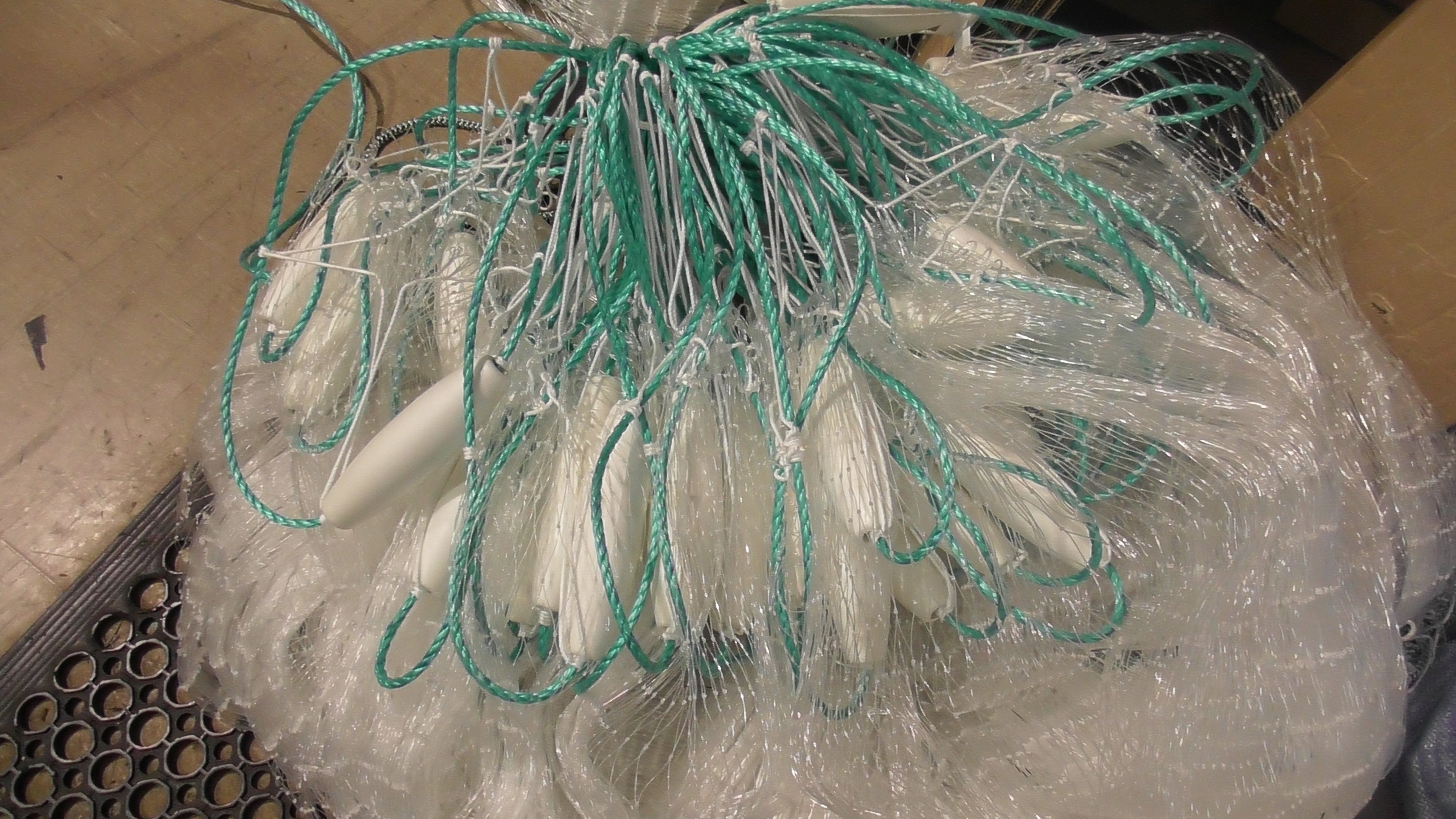 Strong 2-Inch x 0.60 mm Pacific Island Nets for coral and reef fishing, showcasing durable nylon construction.
