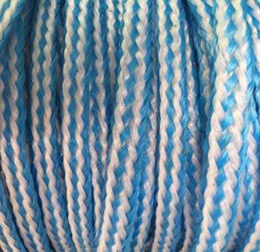 Polyethylene PE Braided Floating Ski Rope in white and blue, showcasing a 6 mm or 8 mm diameter, perfect for marine activities.