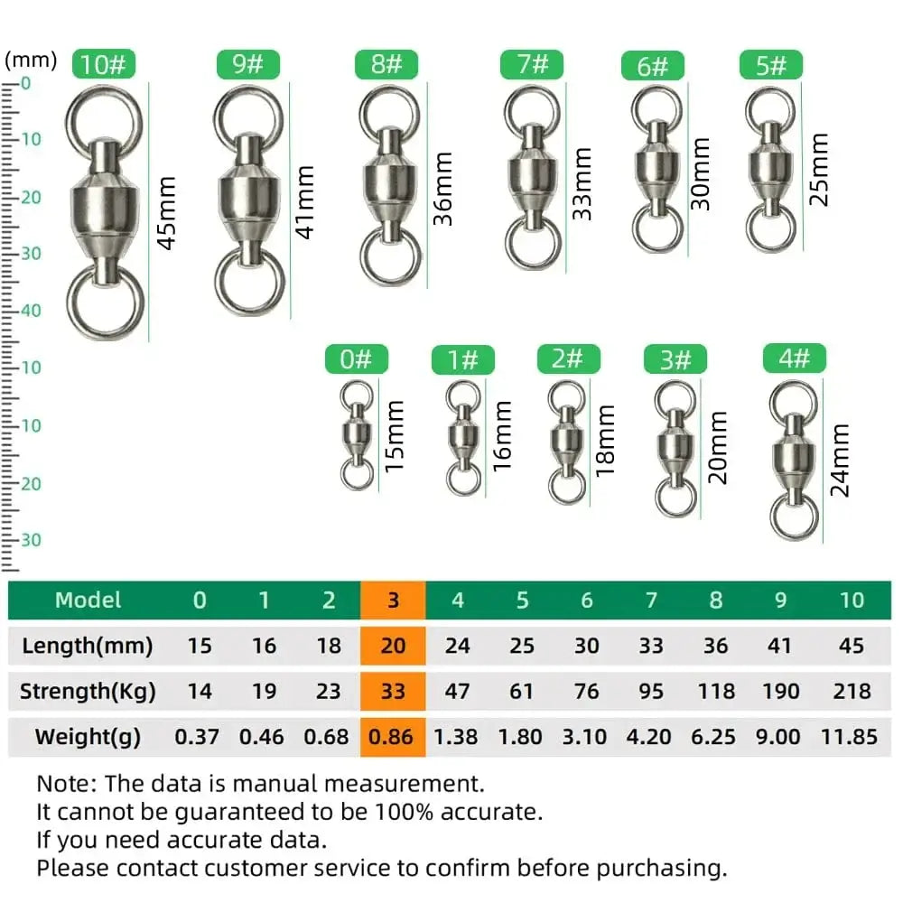 DNDYUJU 10 To 20pcs Stainless Steel Bearing Fishing Swivels Barrel Rolling Swivels Connector Fishing Accessories Tools Tackle - Action Outdoors Kiwi