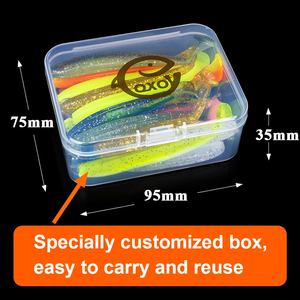 QXO Fishing Soft Lure Worm With Box Silicone Bait Accessories Swimbait Streamer Sea Fishing Spoon Lure 7cm 10cm Wobbler Set - Action Outdoors Kiwi