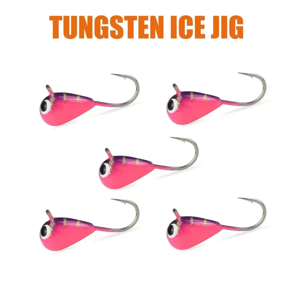 MUUNN 5PCS Tungsten Ice Jigs Hayabusa Hook,2.7mm-6mm UV Glow Colorful Winter Fishing Hooks,Perch Crappie Bluegill Lure Tackel, - Action Outdoors Kiwi