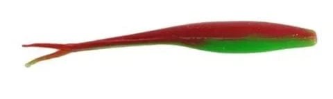 Berkley Gulp 5 Nuclear Chicken fishing lure in vibrant red and green color, 5 inch Jerk Shad model.