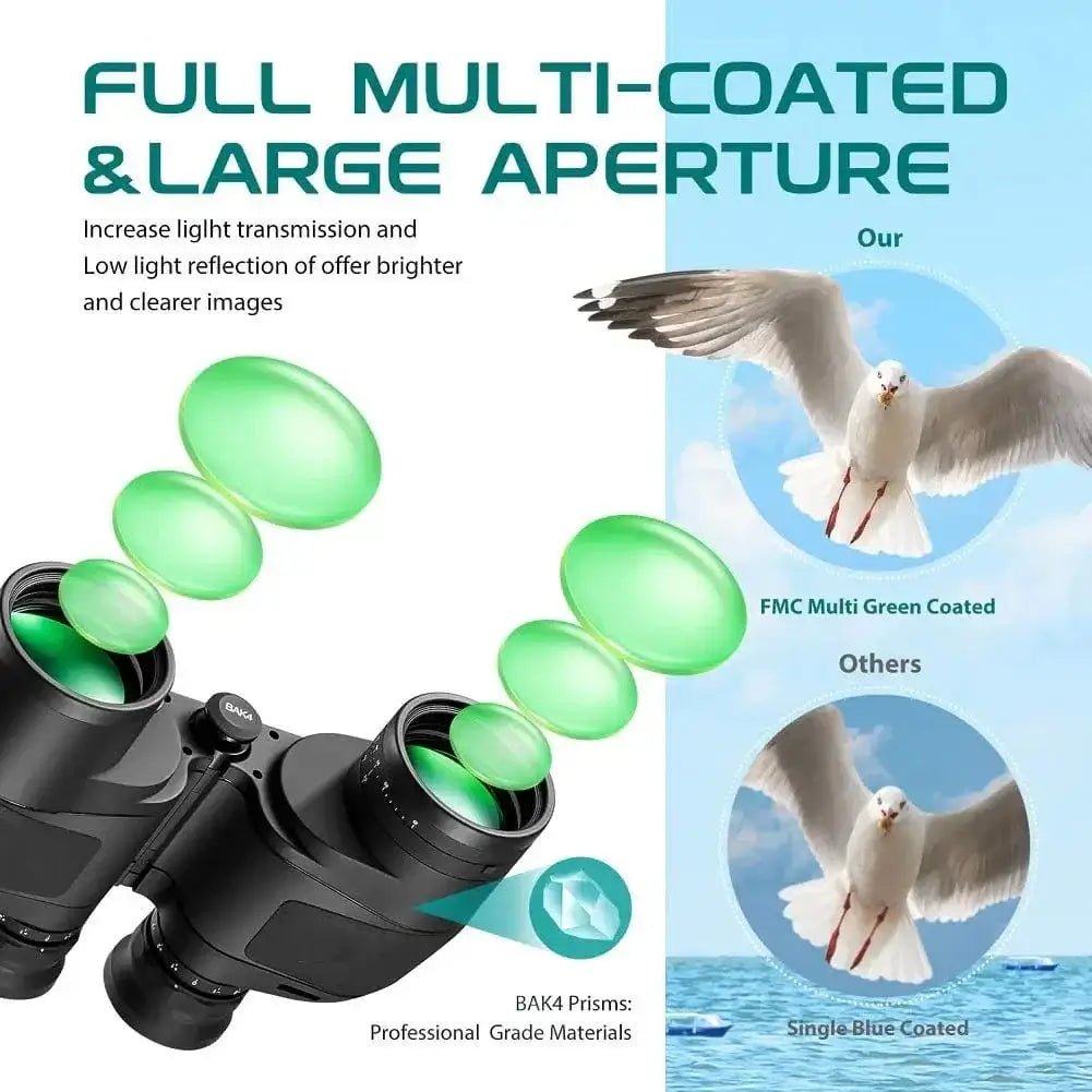 China China Binoculars 10x50 Marine Military Telescope Adults Waterproof With Rangefinder Compass BAK4 Prism HD Bird Watching For Hunting