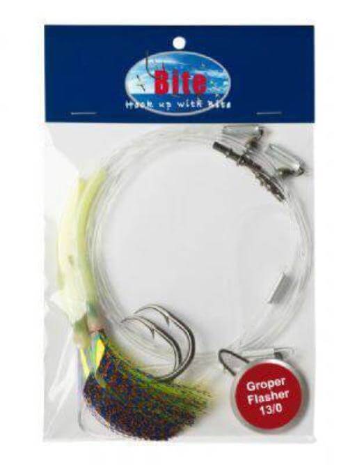 Bite Fishing RIGS Groper FlashRig 2H 13/0 Chartreuse