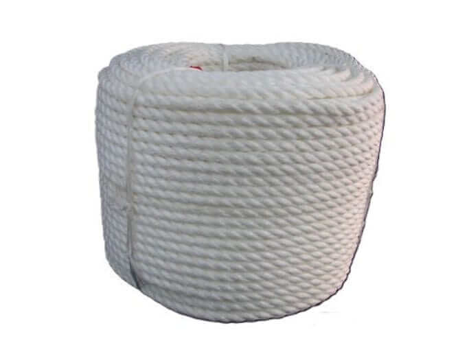 Silver Rope 3-strand 12mm x 250M Coil for marine, farming, mining, and recreational use.