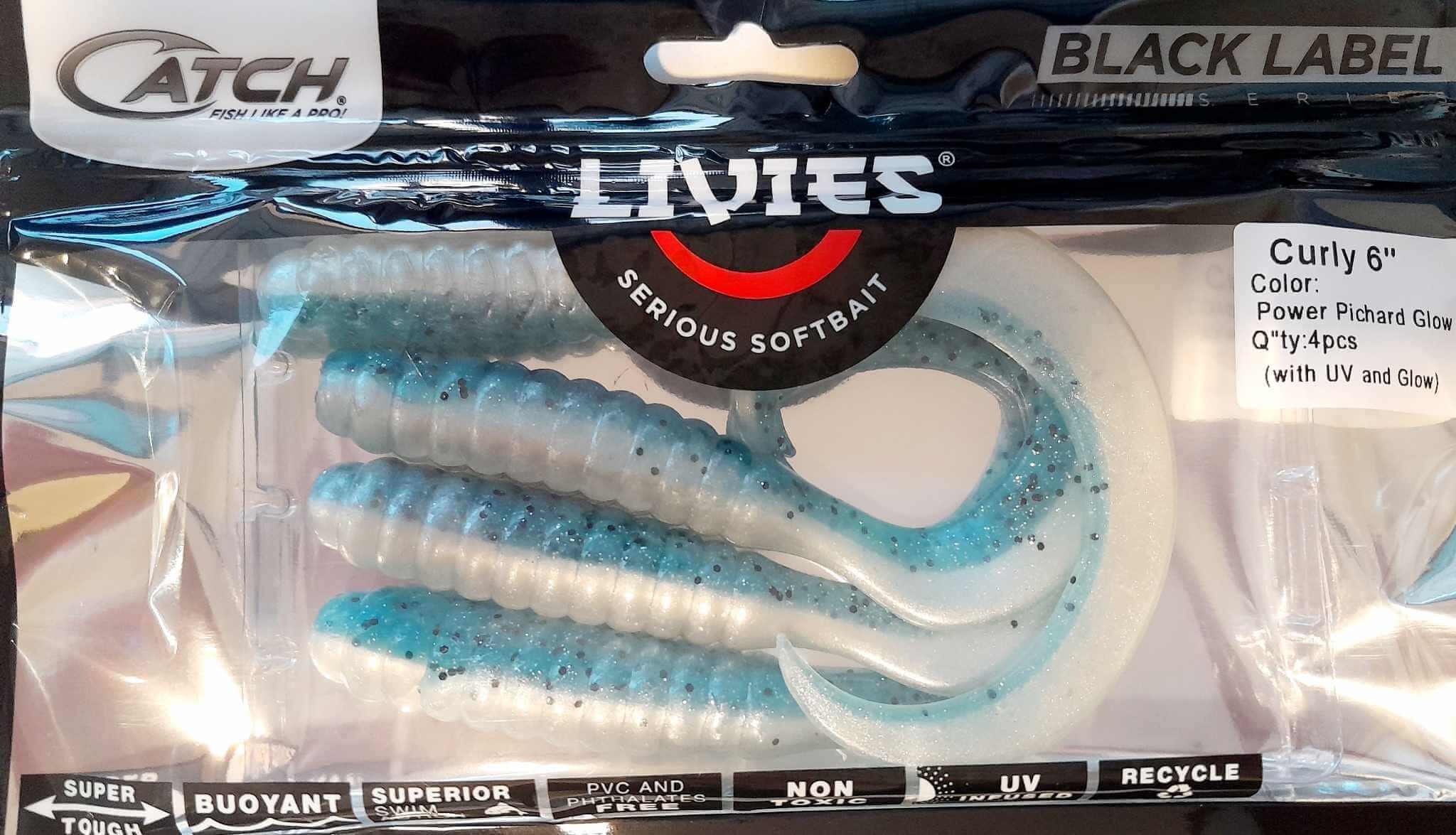 Catch Soft Bait Catch Livies Curly Tail 6in Pichard Glow