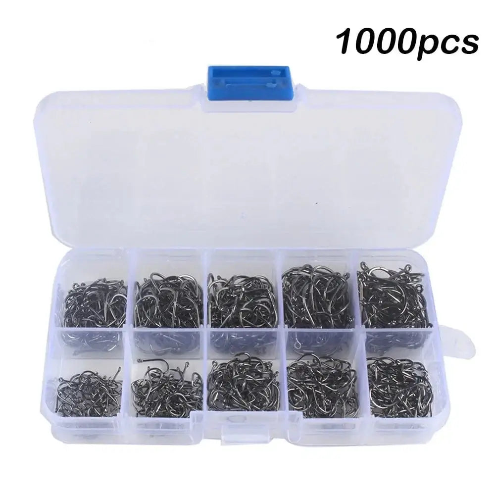 China Action Fishing Nets 1000pcs Fishing Hooks 100-1000 Pieces of Fish Hook Box Set Saltwater Fresh Water High Carbon Steel Fish Hook Accessories Fishing Gear