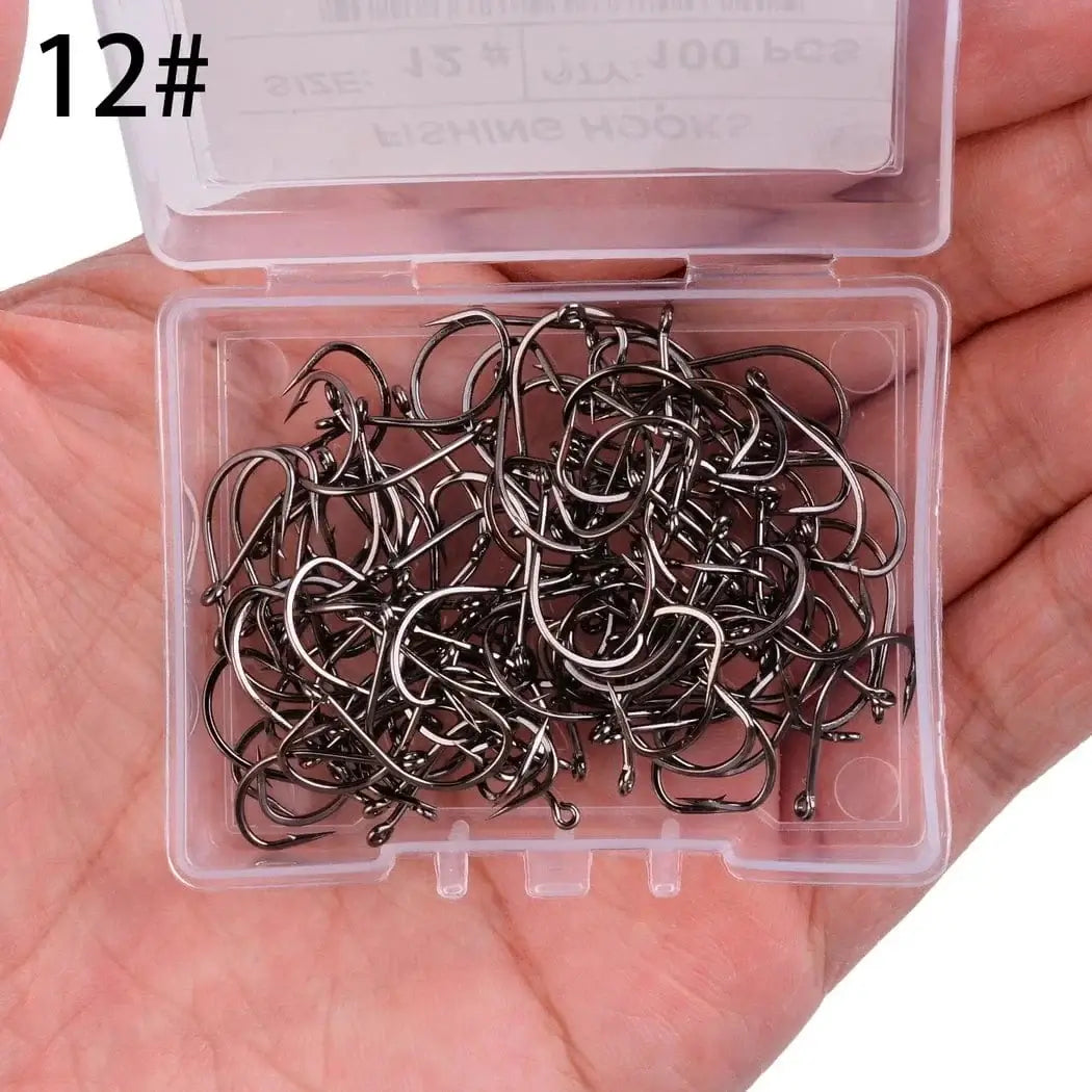China Action Fishing Nets 100PCS/Box Fishing Hook Jig Head Fishing Hooks Freshwater Fishhook Carpfishing Pond Carpe Fish Tackle Accessories