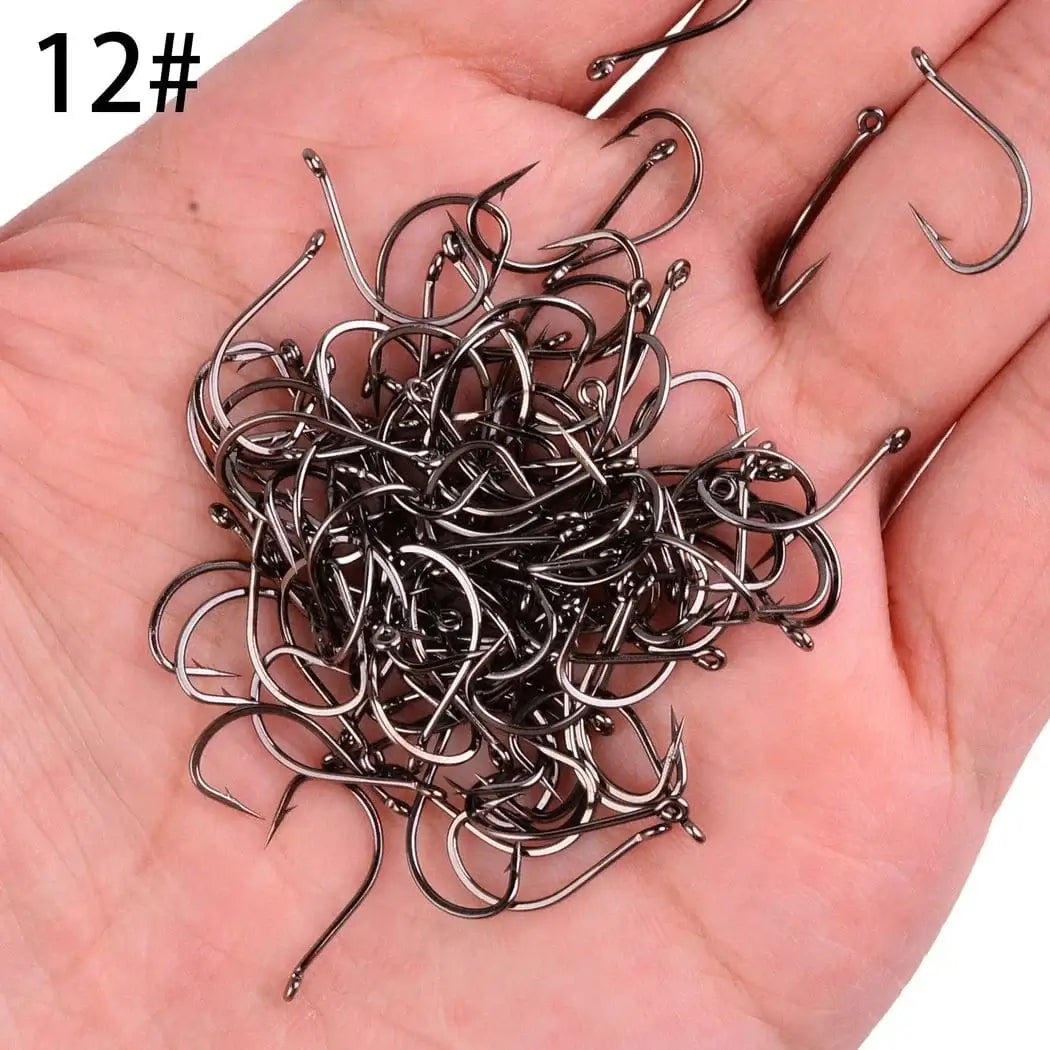 China Action Fishing Nets 100PCS/Box Fishing Hook Jig Head Fishing Hooks Freshwater Fishhook Carpfishing Pond Carpe Fish Tackle Accessories