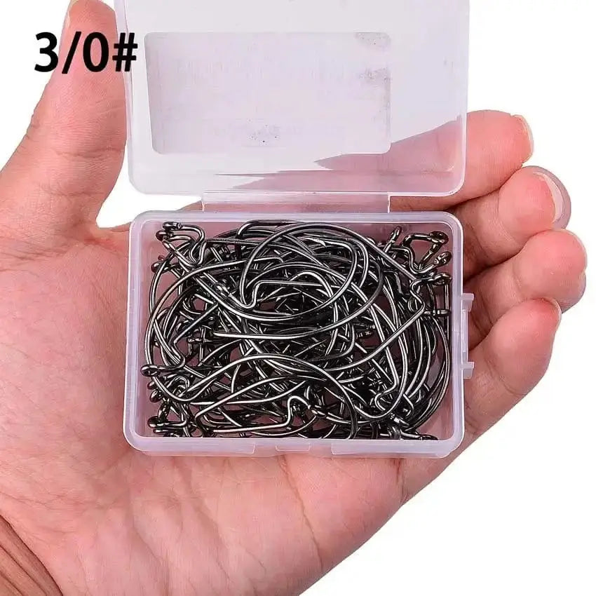 China Action Fishing Nets 10pcs/ Box Fishing hook Offset 8# - 5/0# crank hook for soft worm bait fishhook crankbait fishing tackle accessories pesca hooks