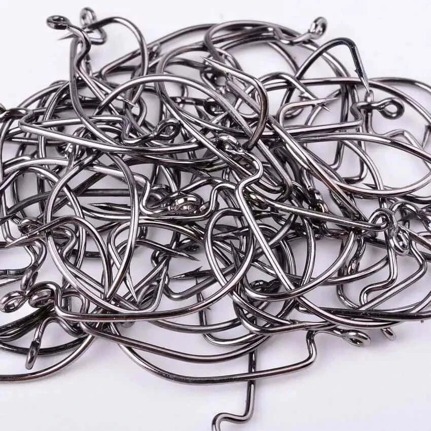 China Action Fishing Nets 10pcs/ Box Fishing hook Offset 8# - 5/0# crank hook for soft worm bait fishhook crankbait fishing tackle accessories pesca hooks