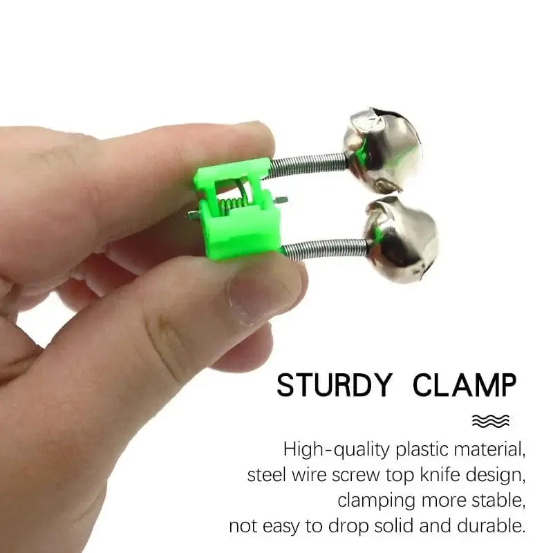 China Action Fishing Nets 10pcs/lot Fishing Bite Alarms Fishing Rod Bell Rod Clamp Tip Clip Bells Ring Green ABS Fishing Accessory Outdoor Metal