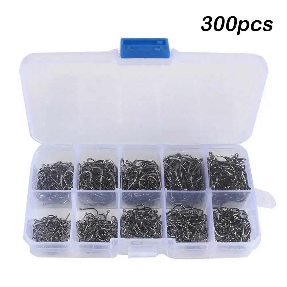 China Action Fishing Nets 300pcs Fishing Hooks 100-1000 Pieces of Fish Hook Box Set Saltwater Fresh Water High Carbon Steel Fish Hook Accessories Fishing Gear