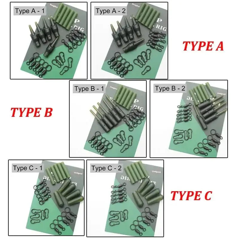 China Action Fishing Nets 5 Set Running Rig Kit For Carp Fishing Accessories Anti Tangle Sleeves Quick Change Swivel Hair Rigs Carp Feeder Fishing Tackle