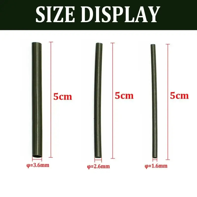China Action Fishing Nets 50PCS Carp Fishing Accessories Fishing Hook Line Sleeves Heat Shrink Tubes For Carp Ronnie Spinner Rigs Fishing Tackle Equipment